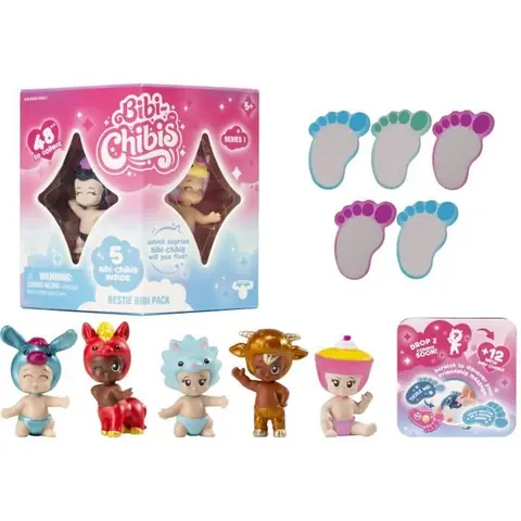 Mini-figurines bébé à collectionner - BANDAI - BIBI CHIBIS - Pack de 5 - Modèle Aléatoire - 5 Figurines Chibi Dont 3 Mystères