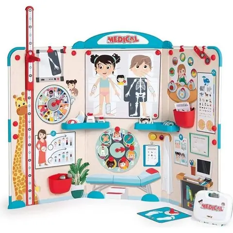 Smoby - Cabinet Médical - Jouet d'Imitation pour Enfant - Triptyque Pliable - Jouer au Docteur - Nombreux Accessoires Médicaux Inclu