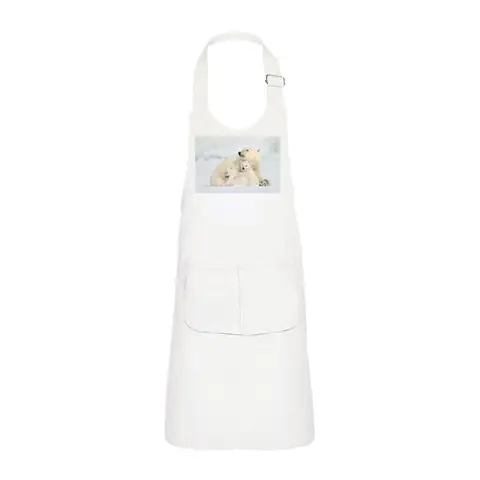 Fabulous Tablier Cuisine Enfant 2 Poches Blanc Maman Ours Polaire et Ses Oursons - Haut de gamme