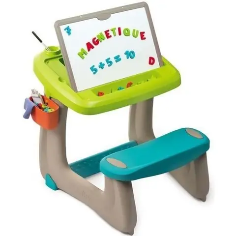 SMOBY Bureau Petit Ecolier - Ardoise Double Face -80 Accessoires - Mixte