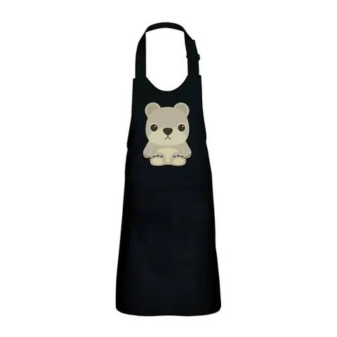 Fabulous Tablier Cuisine Enfant 2 Poches Noir Ourson En Peluche Dessin Mignon - Haut de gamme