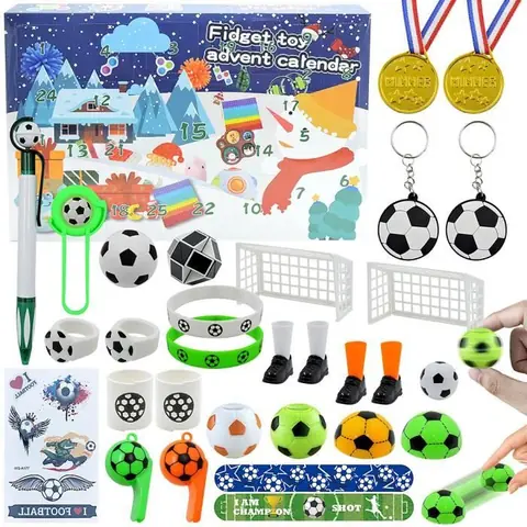 Calendrier de lAvent - 24 pièces - Jouets de football - Multicolore - 3-12 ans