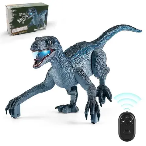 Jouet dinosaure électrique jouet dinosaure robot radiocommandé avec marche lumière et aboiement- convient pour les 3-9 ans