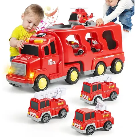 Jouets Camion de Transport  Camion de pompiers jouet 7 en 1 avec lumières et musique Pour les enfants de plus de 3 ans  Cadeau