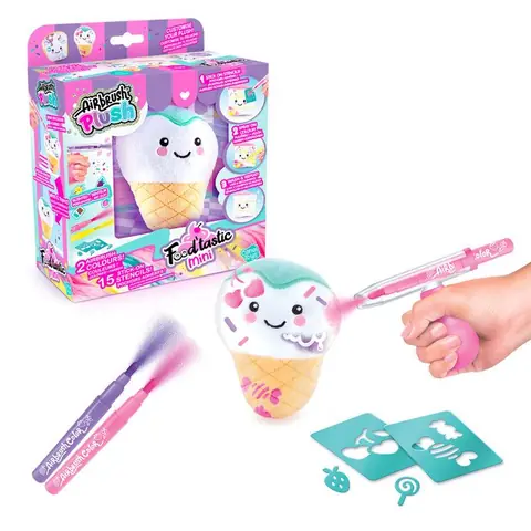Canal Toys - Airbrush Plush - Mini peluche Food’tastic à décorer avec feutres parfumés et pochoirs - AIR 071