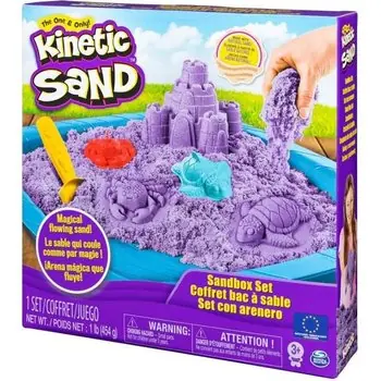 SABLE MAGIQUE - KINETIC SAND - COFFRET CHÂTEAU-BAC À SABLE 454 G + 4 ACCESSOIRES - 6024397 - Sable à modeler - Modèle Aléatoire