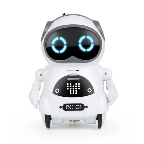 Mini jouets robots RC interactifs : parler chanter danser raconter des histoires - Cadeau idéal pour les enfants - Blanc