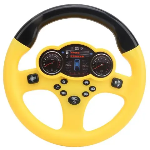 Vvikizy Jouet de volant Volant électrique de Simulation pour enfants jouet de conduite de voiture jouet jeux dactivite Jaune