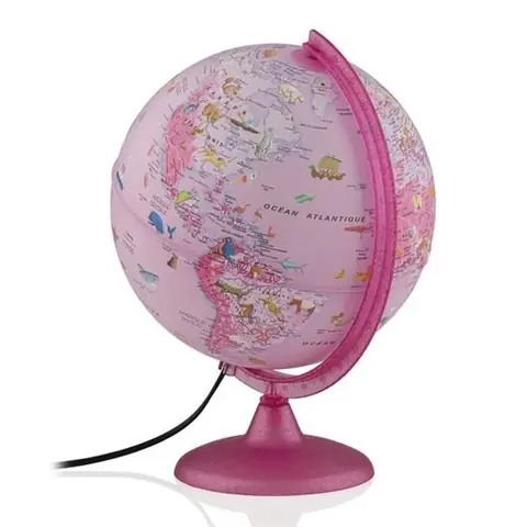TECNODIDATTICA - Globe terrestre PINK ZOO lumineux 25 cm illustré