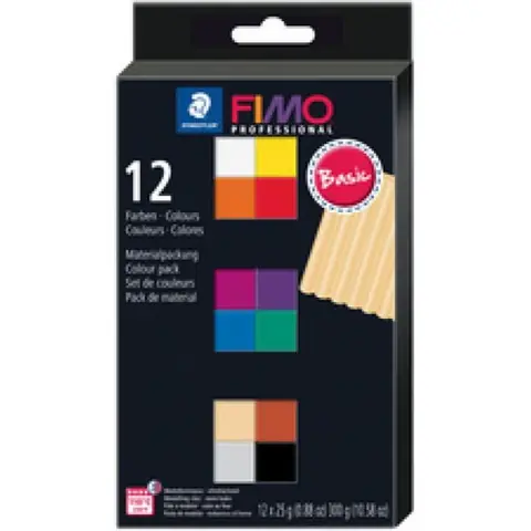 Pâte à modeler - FIMO PROFESSIONAL - Kit de 12 - Multicolore - Professionnelle - À partir de 3 ans