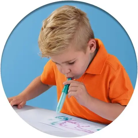 Feutres aérographes Blow - SES CREATIVE - Pour enfants - 7 couleurs - Bleu et vert
