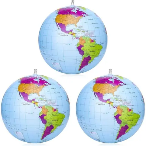 Globe terrestre gonflable - Explorez le monde - Paquet de 3 - Jouet éducatif pour enfant