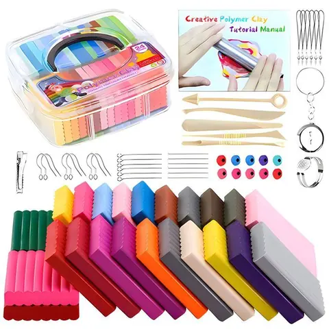 Pâte à modeler non toxique et souple 24 couleurs avec outils accessoires et boîte de rangement pour enfants.