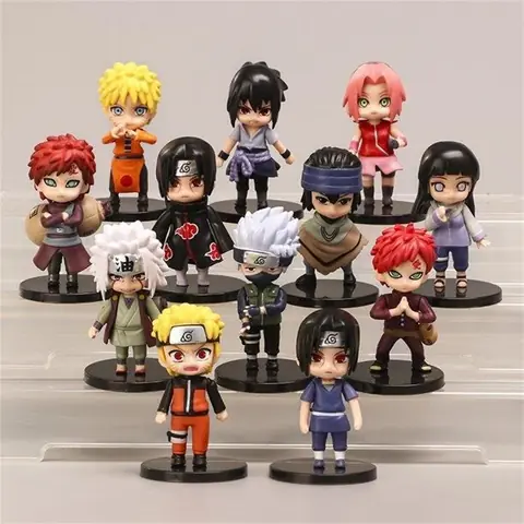Figurine 12pcs Naruto Anime Charaktere Figurines de Version Q modèle  Figurine PVC Ornements de décoration Jouets à Collectionner