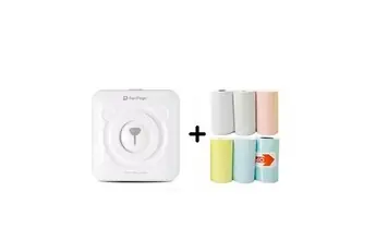 Mini imprimante photo thermiquea6 bluetooth pour téléphone portable avec 6 rouleaux de papier d'impression -blanc _catf
