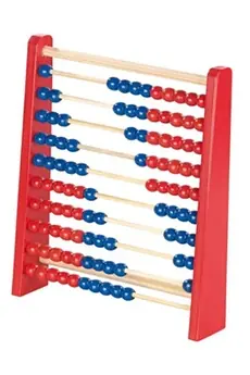: Boulier en bois bleu et rouge à 100 boules
