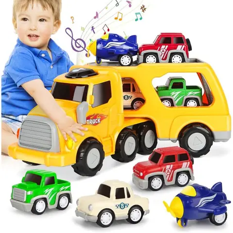 Camion jouet camion pour enfants 5 en 1 avec lumières et sons adapté aux garçons et aux filles de plus de 3 ans cadeau de Noël