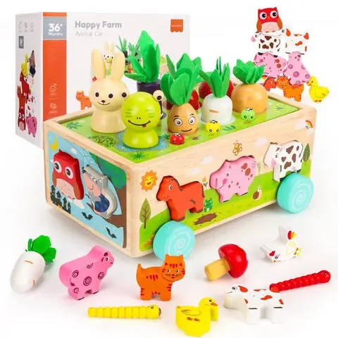 Jouet Bébé 1 an Jeux Montessori 1 2 3 Ans Jouet éducatif Enfant en Bois Jeu de Ferme pour Cadeau Fille Garcon Bébés