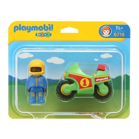 Moto de Course Pilote PLAYMOBIL 1.2.3. - Garçon - 18 mois et plus