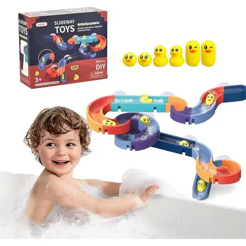 34 pcs Jouet BainJouets de BainJouets de Bain pour EnfantsJeux de Bain Enfant Garcon Fille 3~7 AnsJouets Douche sur Rail Mural