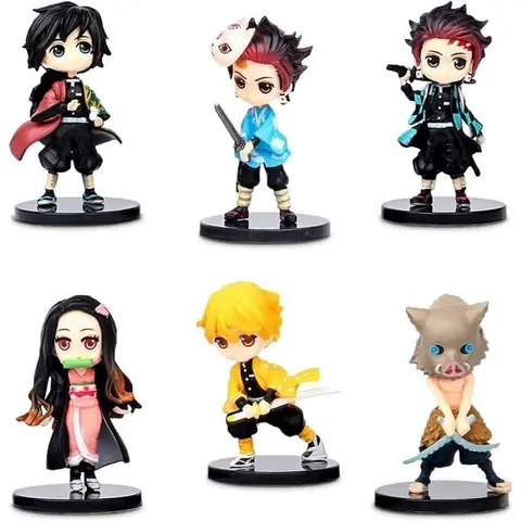 Demon Slayer Mini Figurine 6 Pièces Démon Slayer Cake Topper Demon Slayer Actions Figures Set Demon Theme Décorations de gât[945]