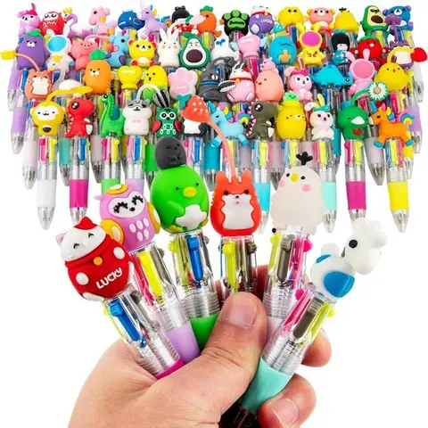 Lot de 60 stylos multicolores tout en un Lot de 60 stylos amusants de dessin animé pour 60 enfants