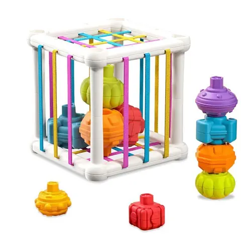 Jouet Bebe 1 2 Ans Montessori Sensoriel Jeux pour Bébé 6 9 12 18 Mois Jouets Sensoriel Enfants Jouets Forme de Cube M QIEDOVIEY