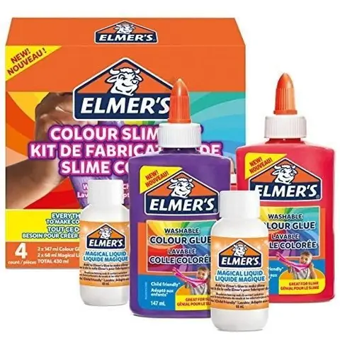 Kit pour Slime - ELMERS - Coloré - Liquide magique inclus - Facile à utiliser - Couleurs éclatantes