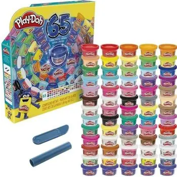 PLAY-DOH - Coffret 65 ans - pack 65 Pots de 28 grammes de pâte atoxique aux couleurs assorties pour enfants - dès 3 ans