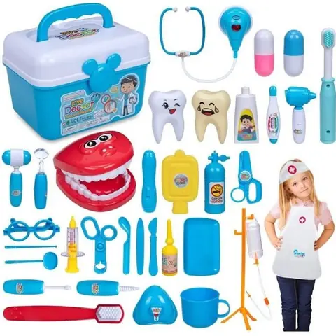 Jeu dimitation - Médical - Mallette Docteur - 37 pièces - Accessoires éducatifs - Pour enfants 3 ans et plus