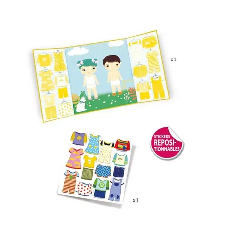 Stickers - DJECO - Les habits - Bois - Mixte - Vert - Multicolore - A partir de 18 mois