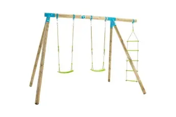 Portique gineste 2 balancoires / echelle corde / kit d'ancrage h.209 cm