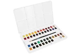 Peinture aquarelle - Coffret - 48 demi-godets + 1 pinceau - Daler-Rowney Aquafine
