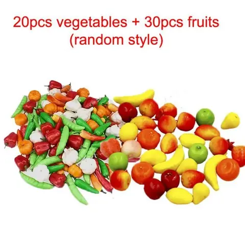 Dinette - Cuisine - Jeu de coupe bricolage - 20 pièces légumes - 30 pièces fruits - Plastique