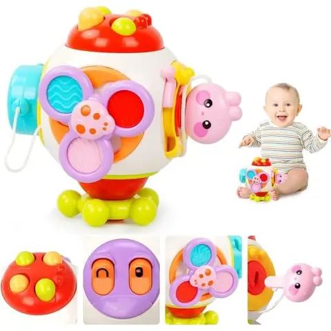 Jouet Montessori - Cube dActivité - 7 en 1 - Développement motricité - Pour bébés 0-18 mois