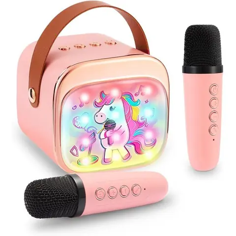 Machine de Karaoké Mini avec 2 Micros Enfants - Jouet Licorne pour Filles 3-12 Ans - Idée Cadeau