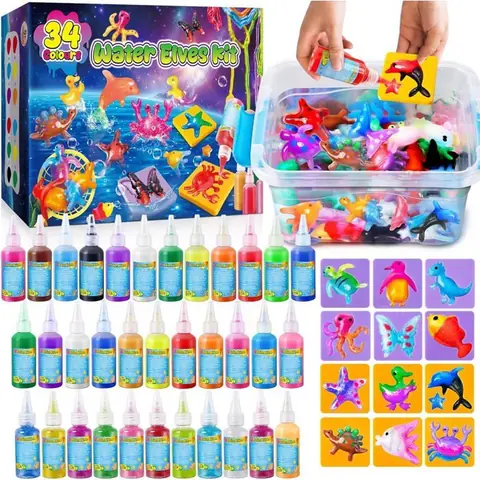 Kit de jouet en slime magique pour enfants  34 flacons de gel coloré création danimaux aquatiques en gel deau kit de bricolage