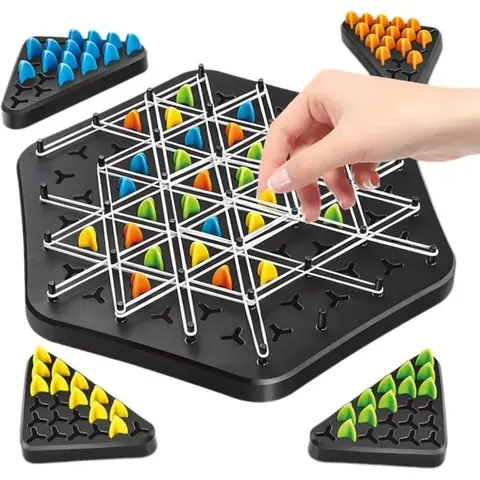 Jeu De Triangle en Chaîne Jeu Déchecs Triangulaire Amusant Jeu De Stratégie pour Enfants 2 à 4 Joueurs Cadeau