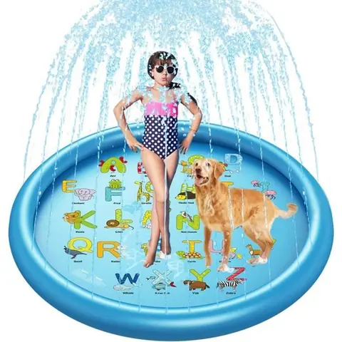 Tapis de jeu Sprinkle & Splash - Jet deau 170CM PVC - Piscine de Jeux pour Enfant - Bleu