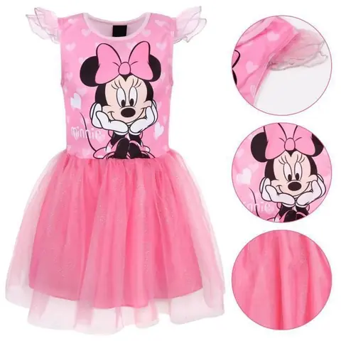 DISNEY Minnie Mouse robe en tulle rose à manches courtes robe pour fille