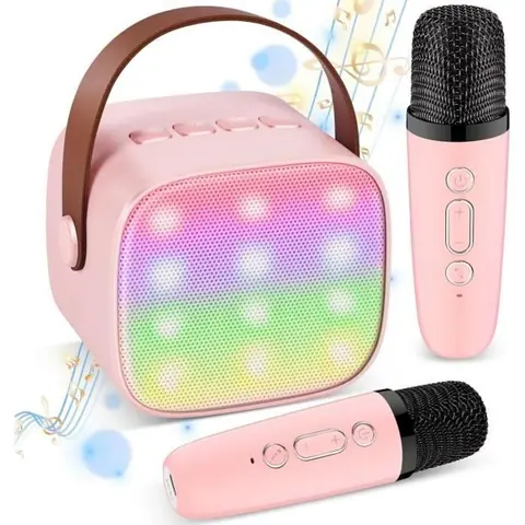 Micro karaoké sans fil - JORMFTTE - Modèle JORMFTTE - 2 micros - Rose - Pour filles 4-12 ans
