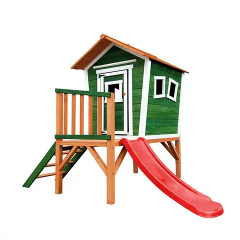 Maisonnette sur pilotis HOME DELUXE PINO – Avec toboggan Couleur: Vert