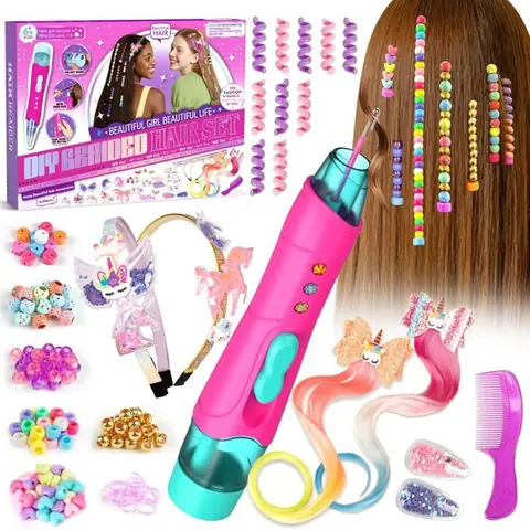 Cadeau Fille de 5 6 7 8 9 10 Ans – Ensemble dAccessoires Cheveux Fille avec Tresseuse Perles de Cheveux Serre-Tête Licorne
