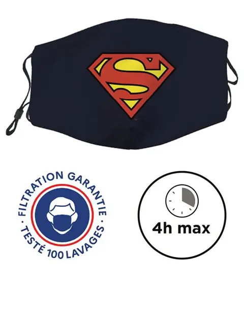 Masque de protection lavable CATÉGORIE 1 - UNS1 Superman DC Comics - Superman ORIGINAL - Navy - Enfants