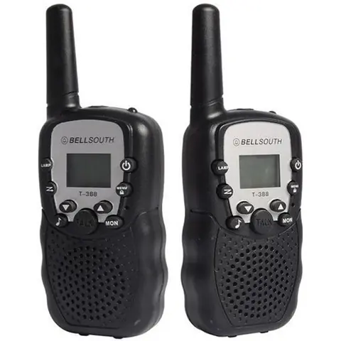 2 Pcs Talkie-Walkie Enfant Jouet PMR Système 2-Way Radio Walky Talky Distance 1 Km avec LED Torche Function (Noir)