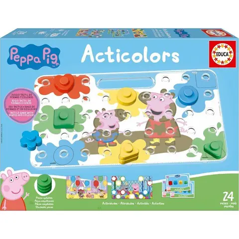 Acticolors - Jeu éducatif - EDUCA - Peppa Pig - Empilement de jetons colorés et formes - Dès 2 ans