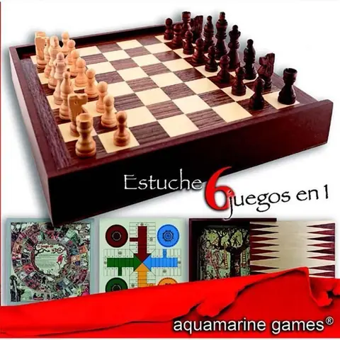 Jeu de société - AQUAMARINE GAMES - CP030 - 6 Jeux Classiques - Échecs Dames Backgammon - Intérieur