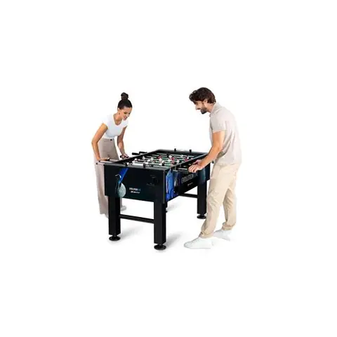 Hop-Sport Baby-foot Evolution One, Table de baby-foot, Table de football pour enfants et adultes, comprenant 2 balles, 2 porte-boissons, 2 compteurs de buts, massif et antidérapant, avec pieds ajustables