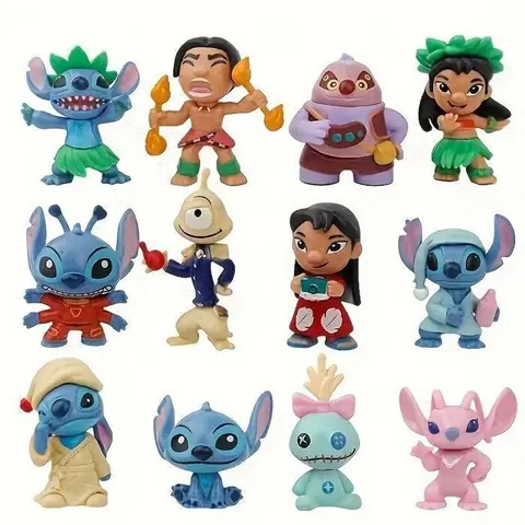 Lot de 12 Figurines Miniatures Stitch & Lilo – Figurines Dessin Animé  Jouet Collection Décoration Cadeau Enfant