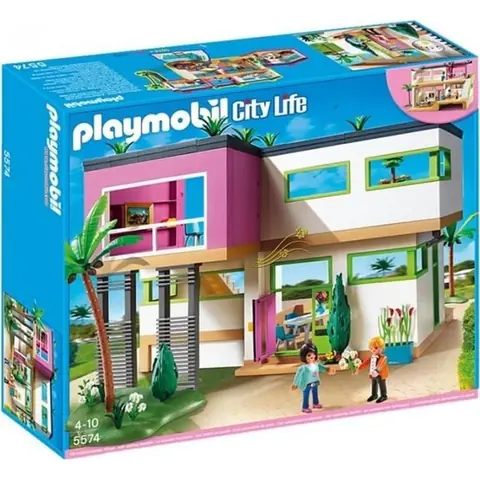 Maison de jeu - PLAYMOBIL - 5574 - 2 personnages - 4 espaces de jeux - Accessoires inclus